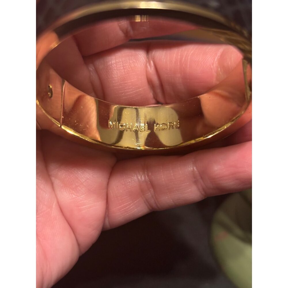 Michael Kors Python Embossed Leather Hinged Bangl… - image 7